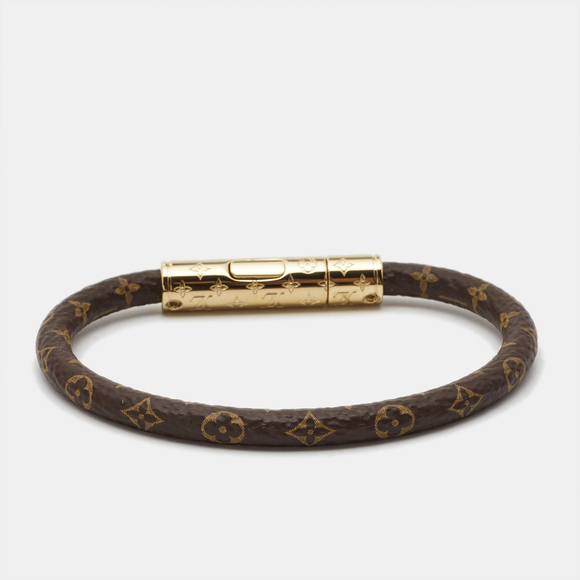 LOUIS VUITTON Monogram Coated Canvas Gold Tone Bracelet - Picture 4 of 5